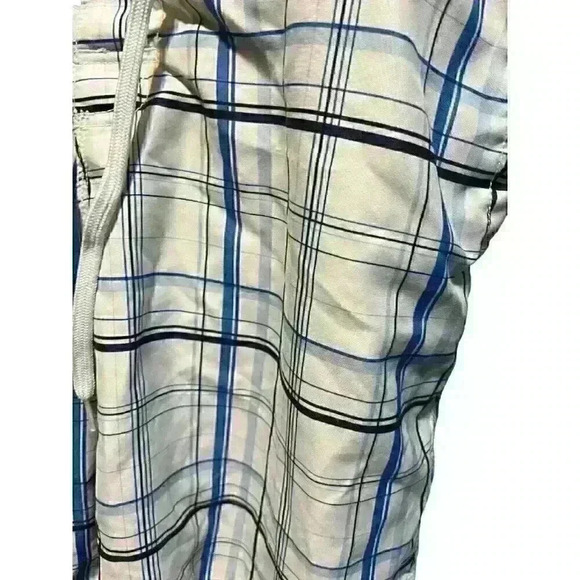 Old Navy Men's Size Medium Swim Trunk Shorts Blue/White/Black Plaid with Tie - Picture 4 of 7